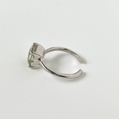 [ green amethyst ] square faceted cut silver [ free size ]