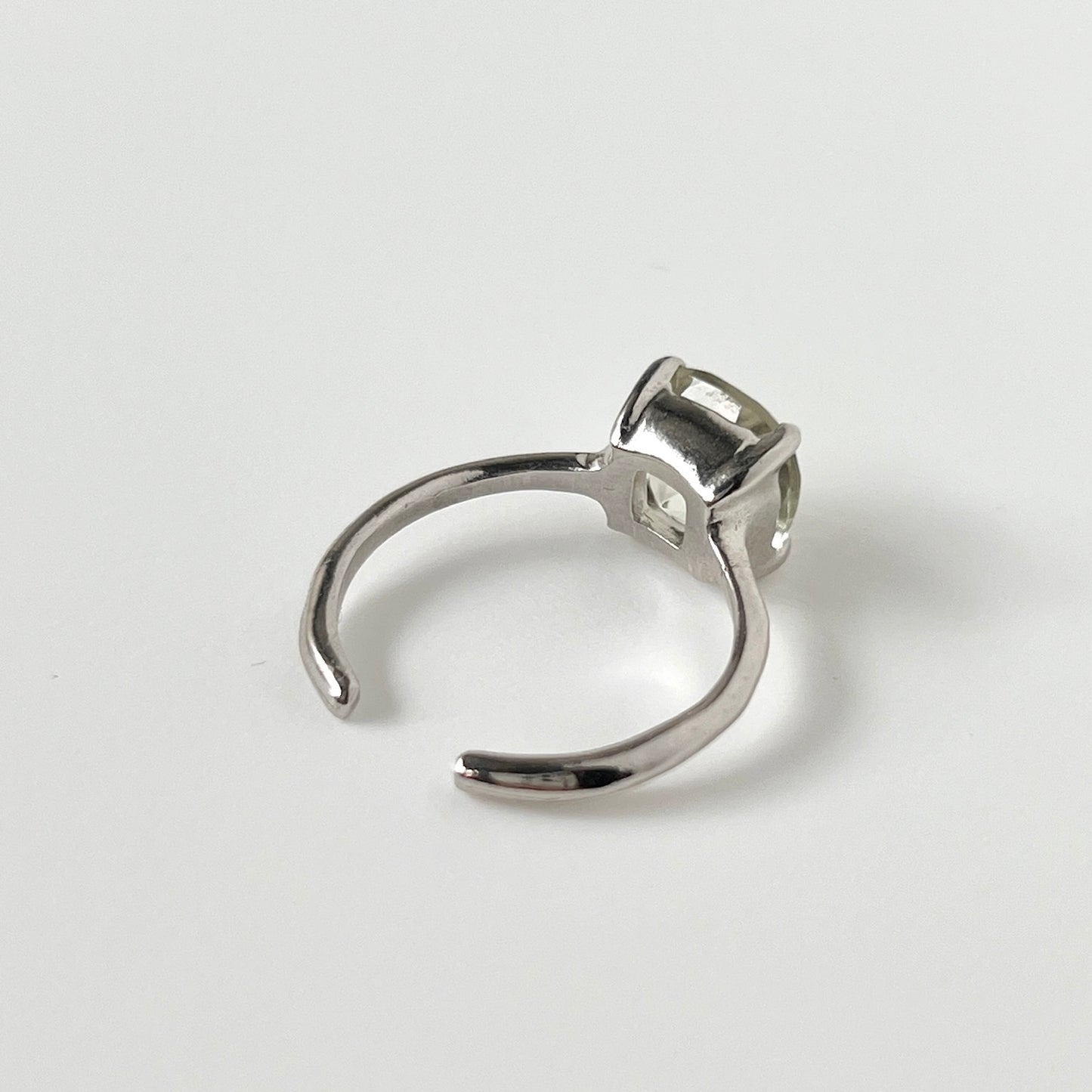 [ green amethyst ] square faceted cut silver [ free size ]
