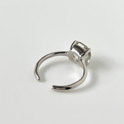 [ green amethyst ] square faceted cut silver [ free size ]