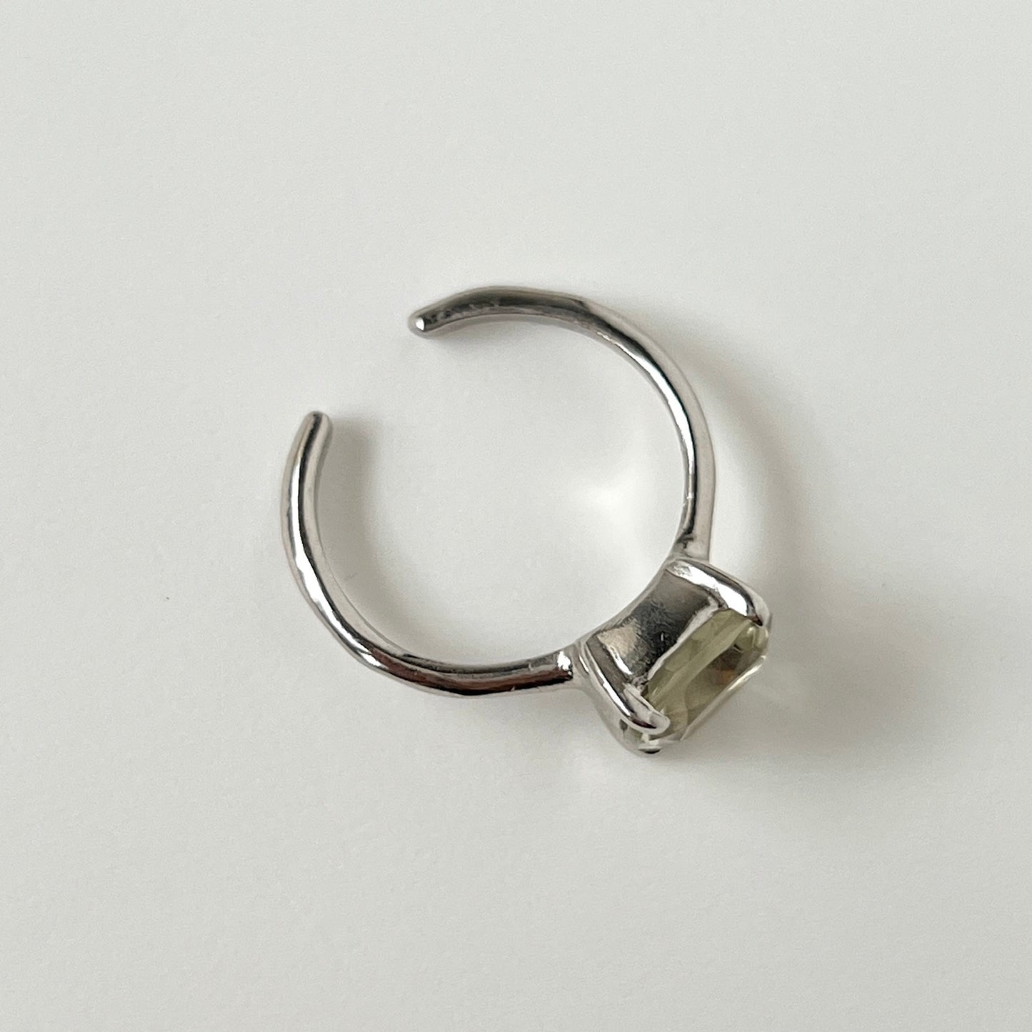 [ green amethyst ] square faceted cut silver [ free size ]