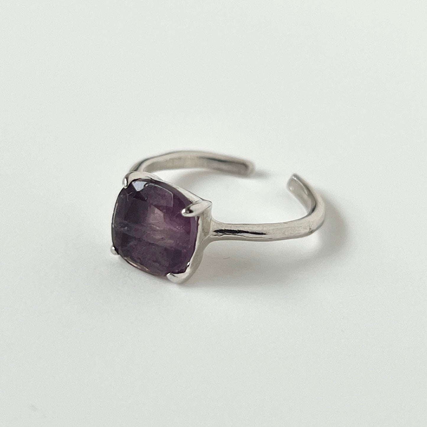 [ fluorite ] square faceted cut silver [ free size ]