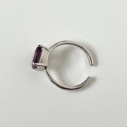 [ fluorite ] square faceted cut silver [ free size ]
