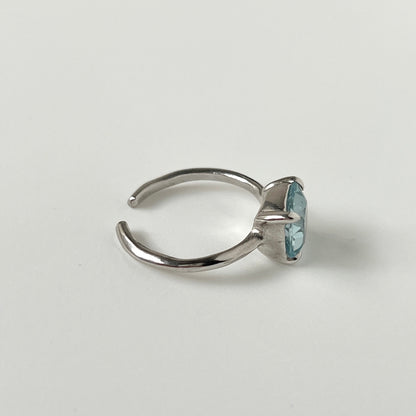 [ sky blue topaz ] square faceted cut silver [ free size ]