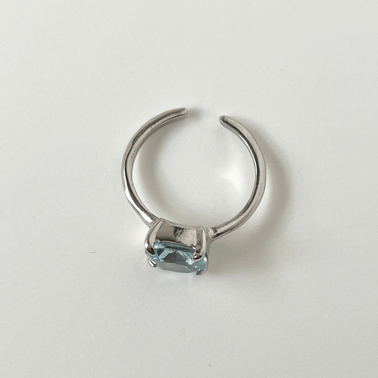 [ sky blue topaz ] square faceted cut silver [ free size ]