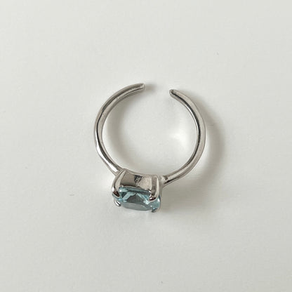 [ sky blue topaz ] square faceted cut silver [ free size ]