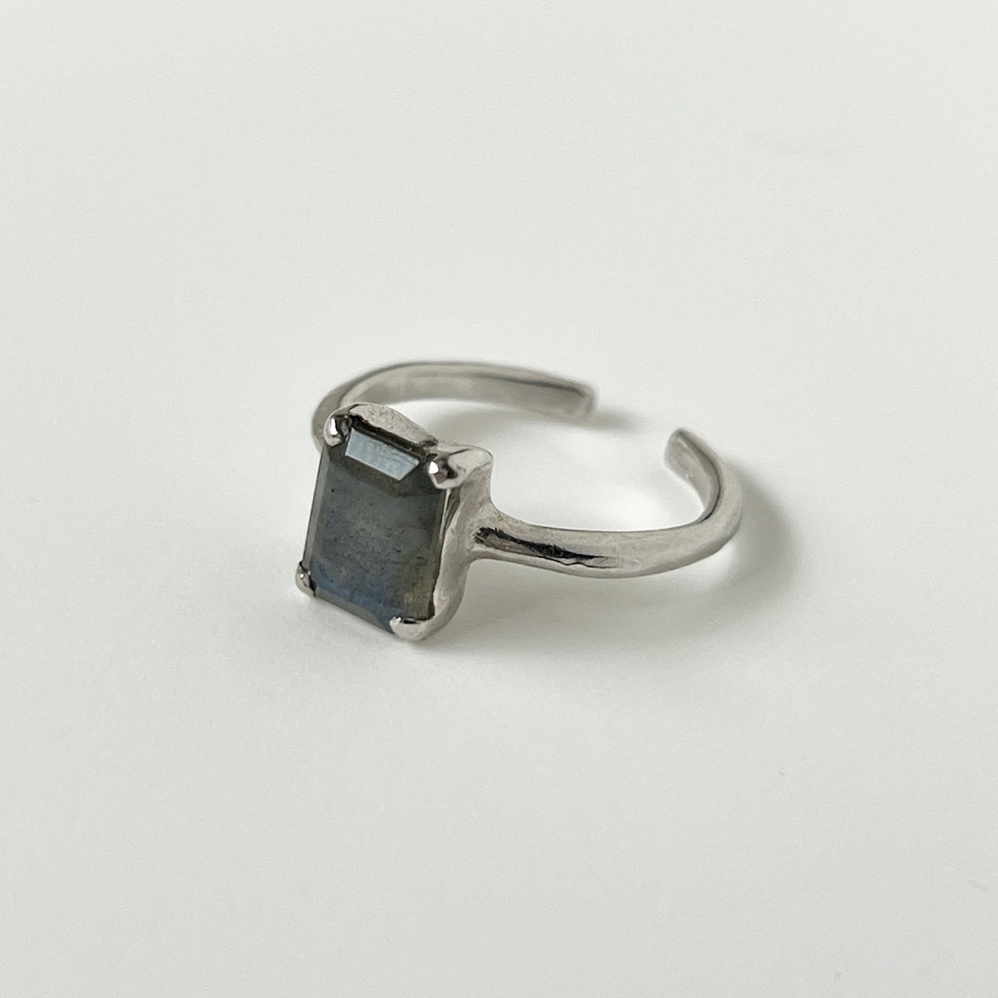 [ labradorite ] rectangle faceted cut silver [ free size ]