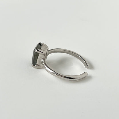 [ labradorite ] rectangle faceted cut silver [ free size ]