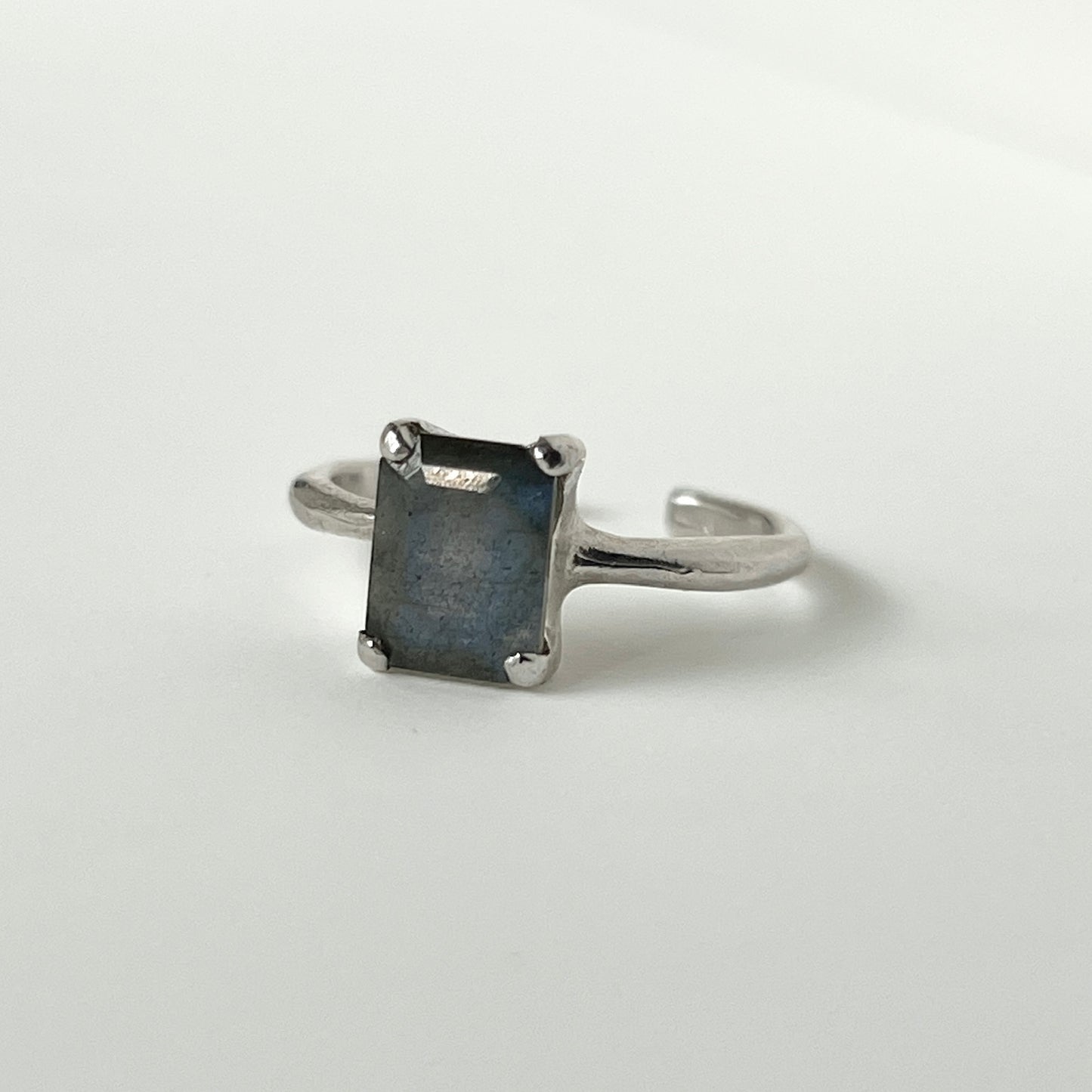 [ labradorite ] rectangle faceted cut silver [ free size ]