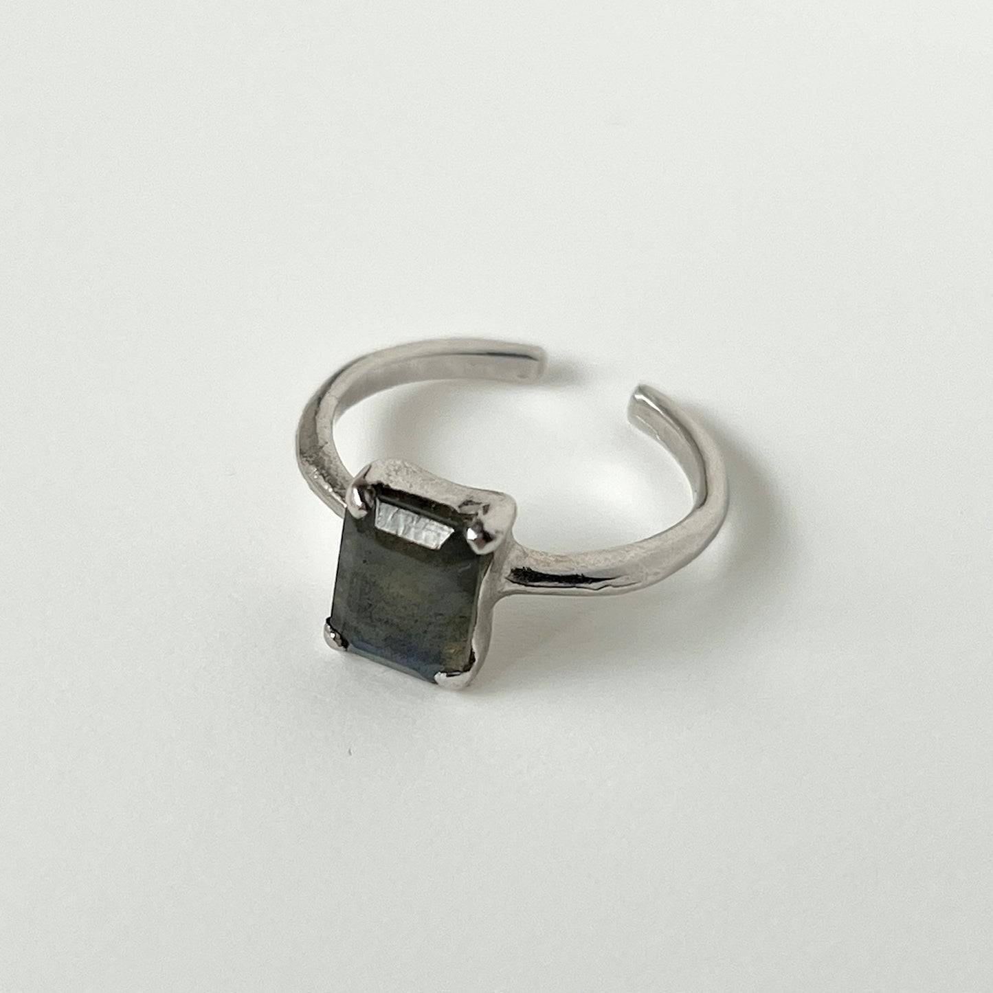 [ labradorite ] rectangle faceted cut silver [ free size ]