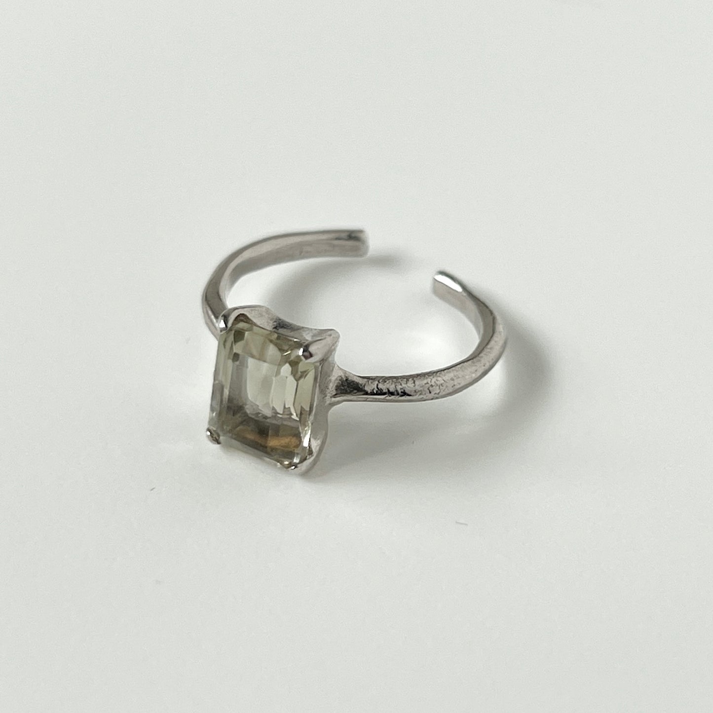 [ green amethyst ] rectangle faceted cut silver [ free size ]