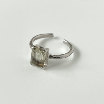 [ green amethyst ] rectangle faceted cut silver [ free size ]