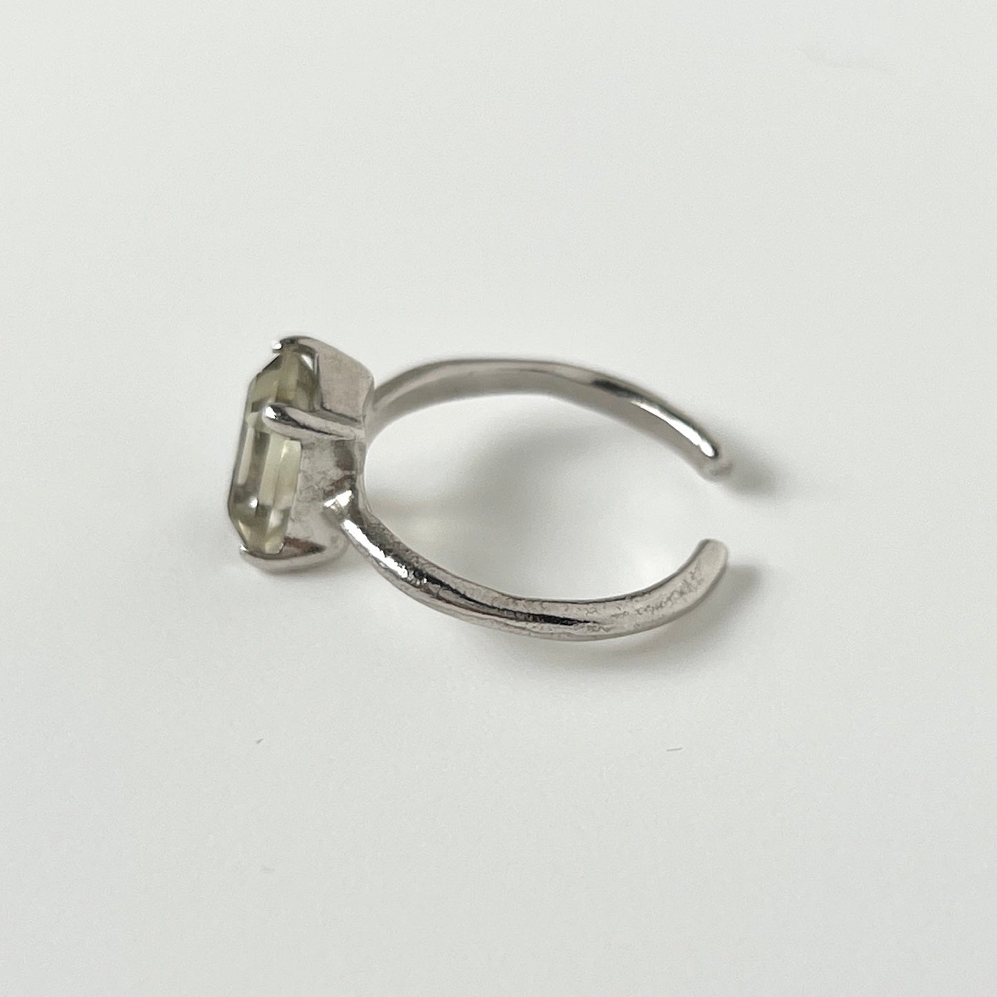 [ green amethyst ] rectangle faceted cut silver [ free size ]