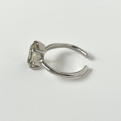 [ green amethyst ] rectangle faceted cut silver [ free size ]