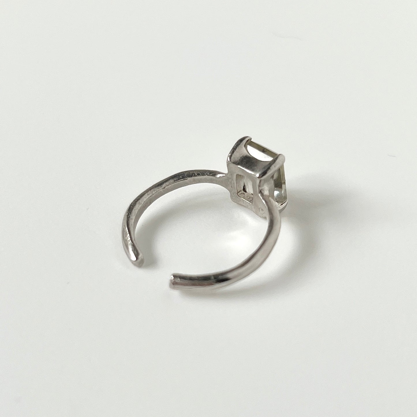 [ green amethyst ] rectangle faceted cut silver [ free size ]