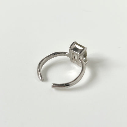 [ green amethyst ] rectangle faceted cut silver [ free size ]