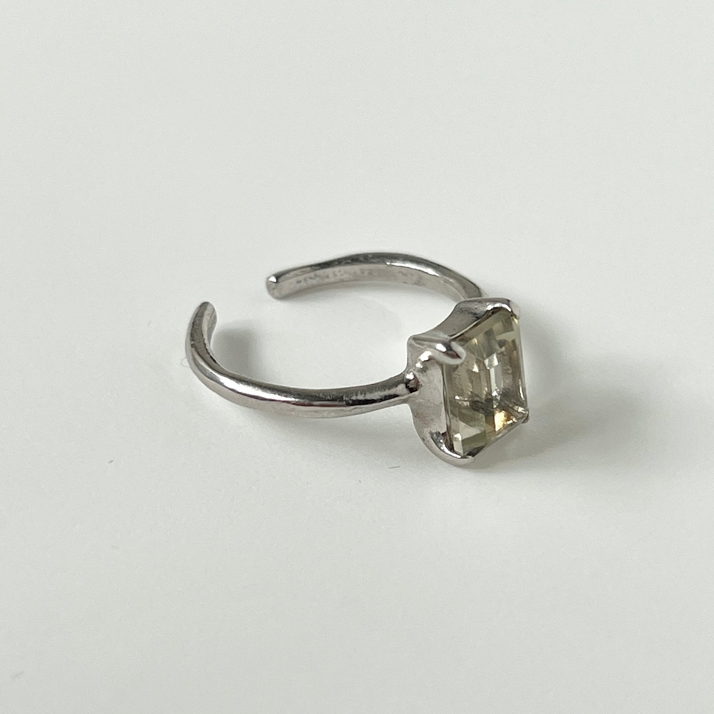 [ green amethyst ] rectangle faceted cut silver [ free size ]