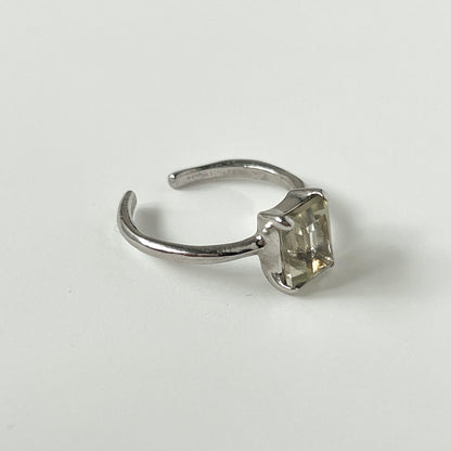 [ green amethyst ] rectangle faceted cut silver [ free size ]