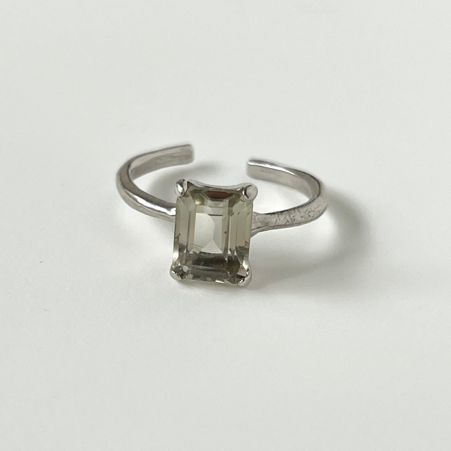 [ green amethyst ] rectangle faceted cut silver [ free size ]