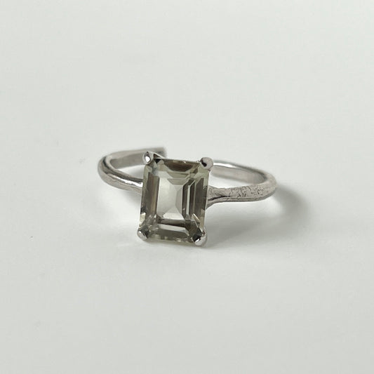 [ green amethyst ] rectangle faceted cut silver [ free size ]
