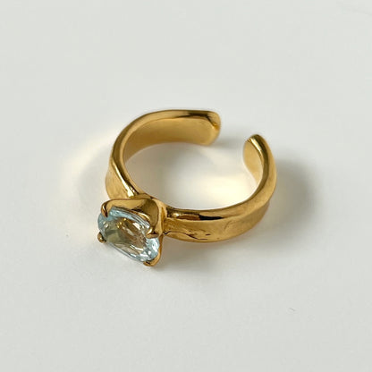 [ sky blue topaz  ] um gold ring [ free size ]