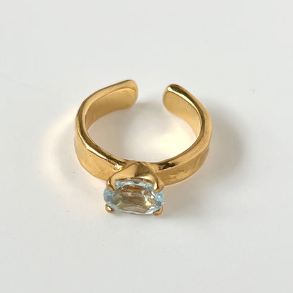 [ sky blue topaz  ] um gold ring [ free size ]
