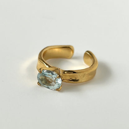 [ sky blue topaz  ] um gold ring [ free size ]