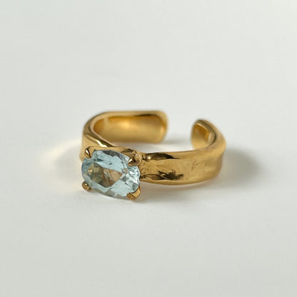 [ sky blue topaz  ] um gold ring [ free size ]