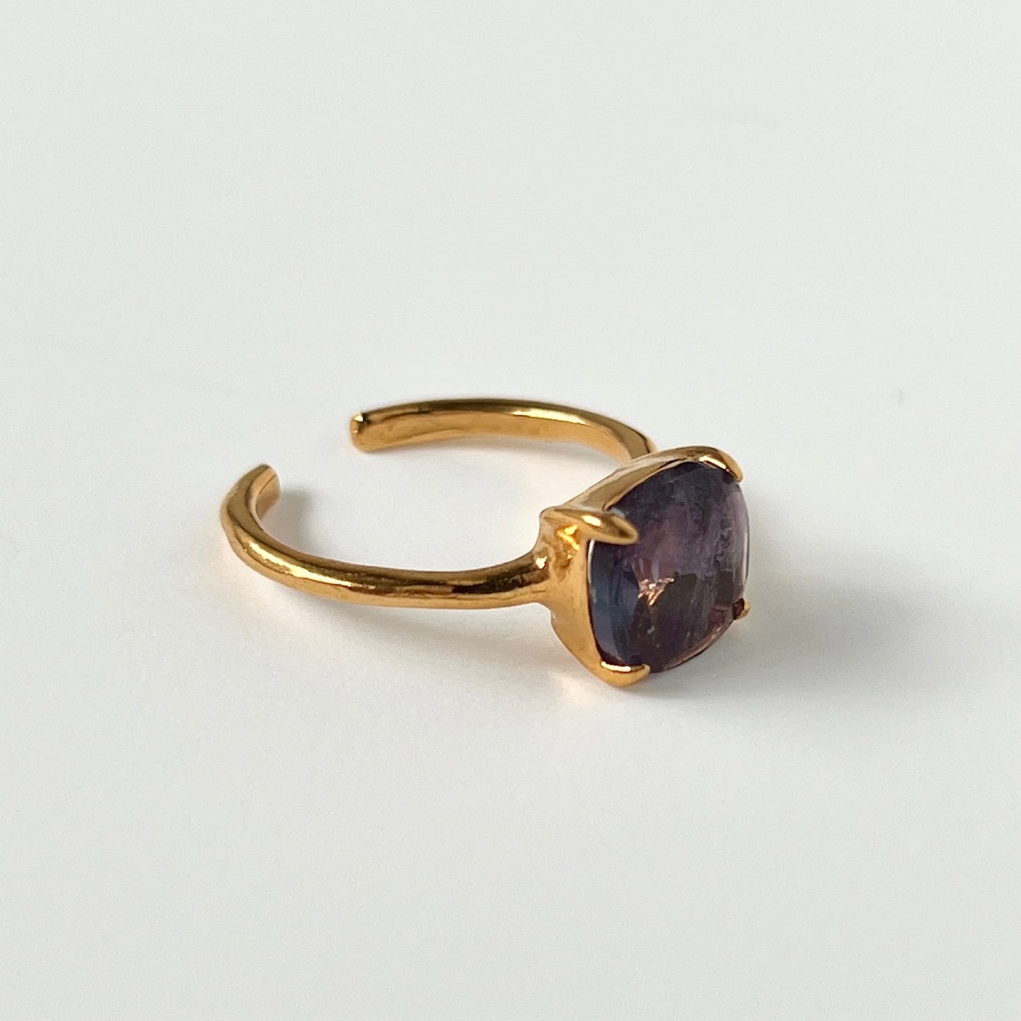 [ fluorite ] square faceted cut gold [ free size ]
