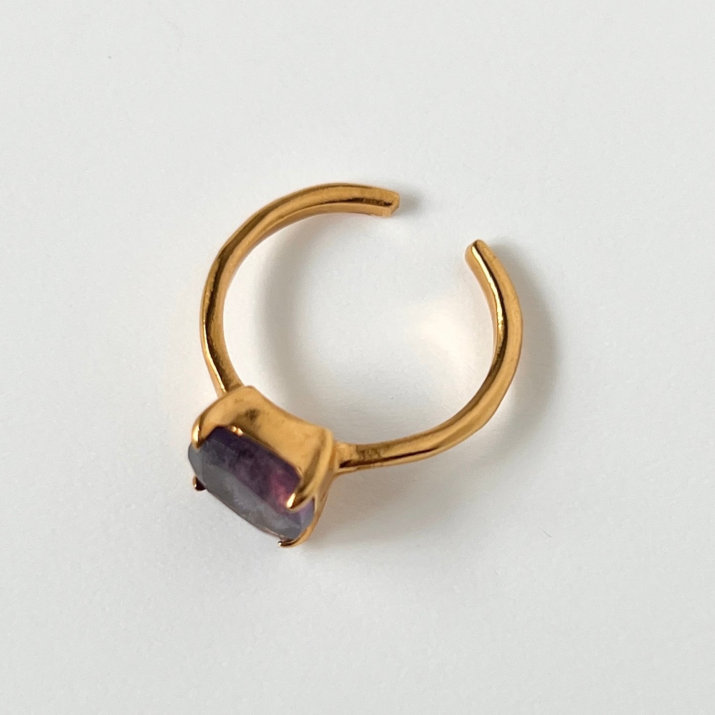 [ fluorite ] square faceted cut gold [ free size ]
