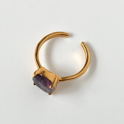 [ fluorite ] square faceted cut gold [ free size ]
