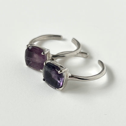 [ fluorite ] square faceted cut silver [ free size ]