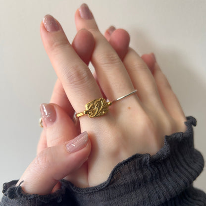[ gold ] sculpture ring [ free size ]