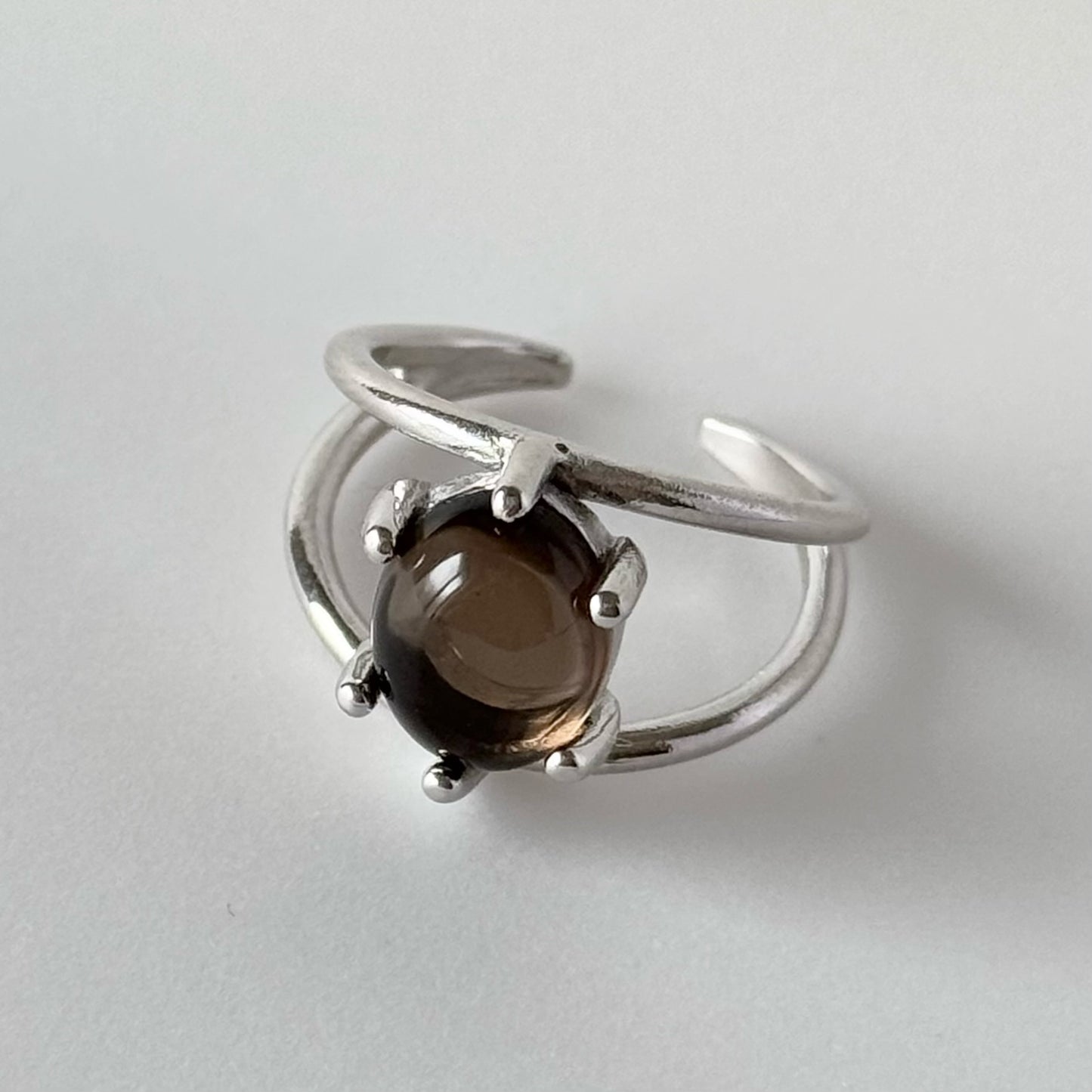 [ smoky quartz ] double silver [ free size ]