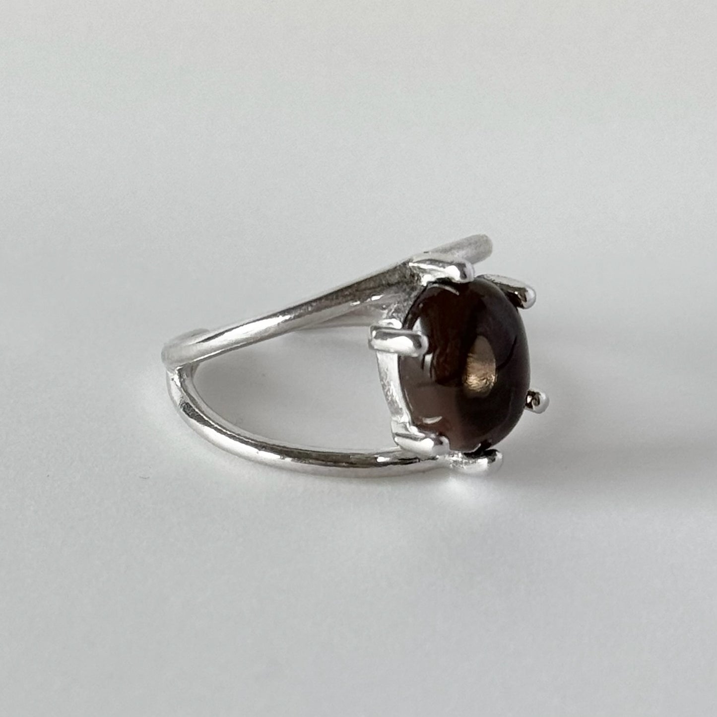 [ smoky quartz ] double silver [ free size ]