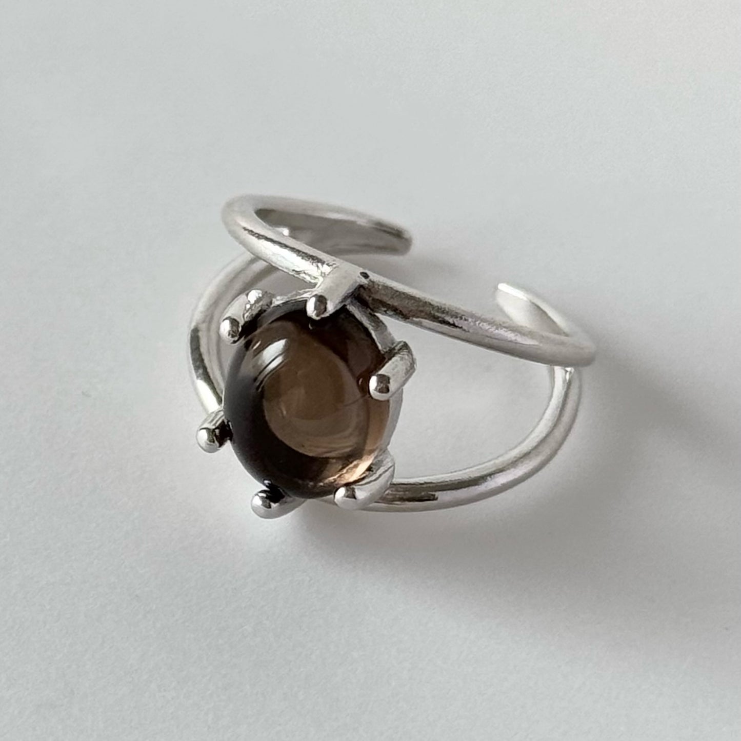 [ smoky quartz ] double silver [ free size ]