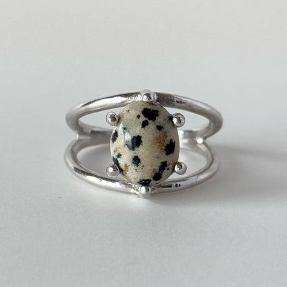 [ dalmatian jasper ] double silver [ free size ]