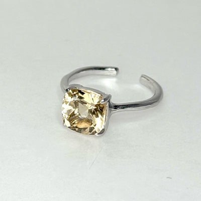 [ citorine ] square faceted cut silver
