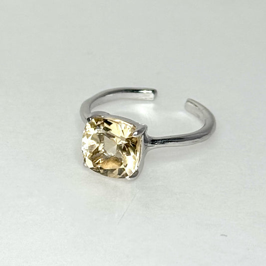 [ citorine ] square faceted cut silver [ free size ]