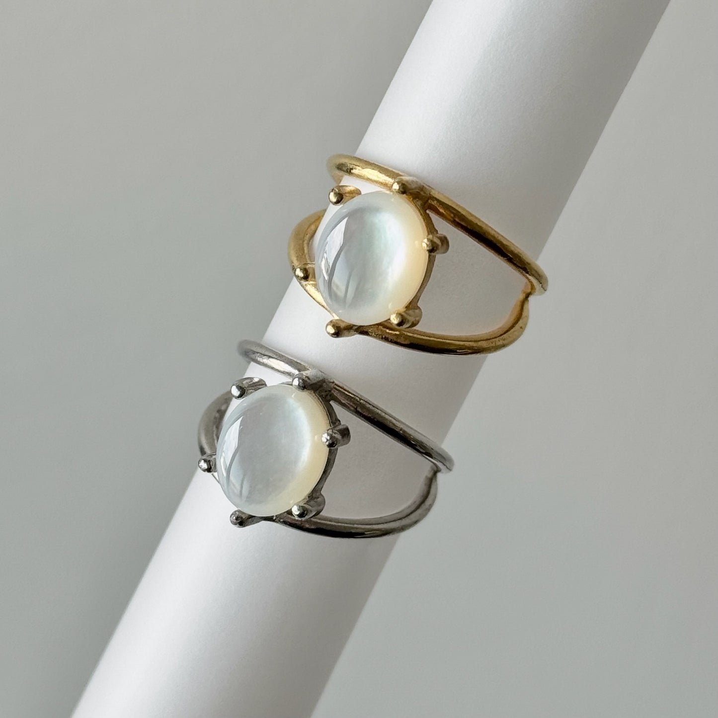 [ white shell ] double silver [ free size ]