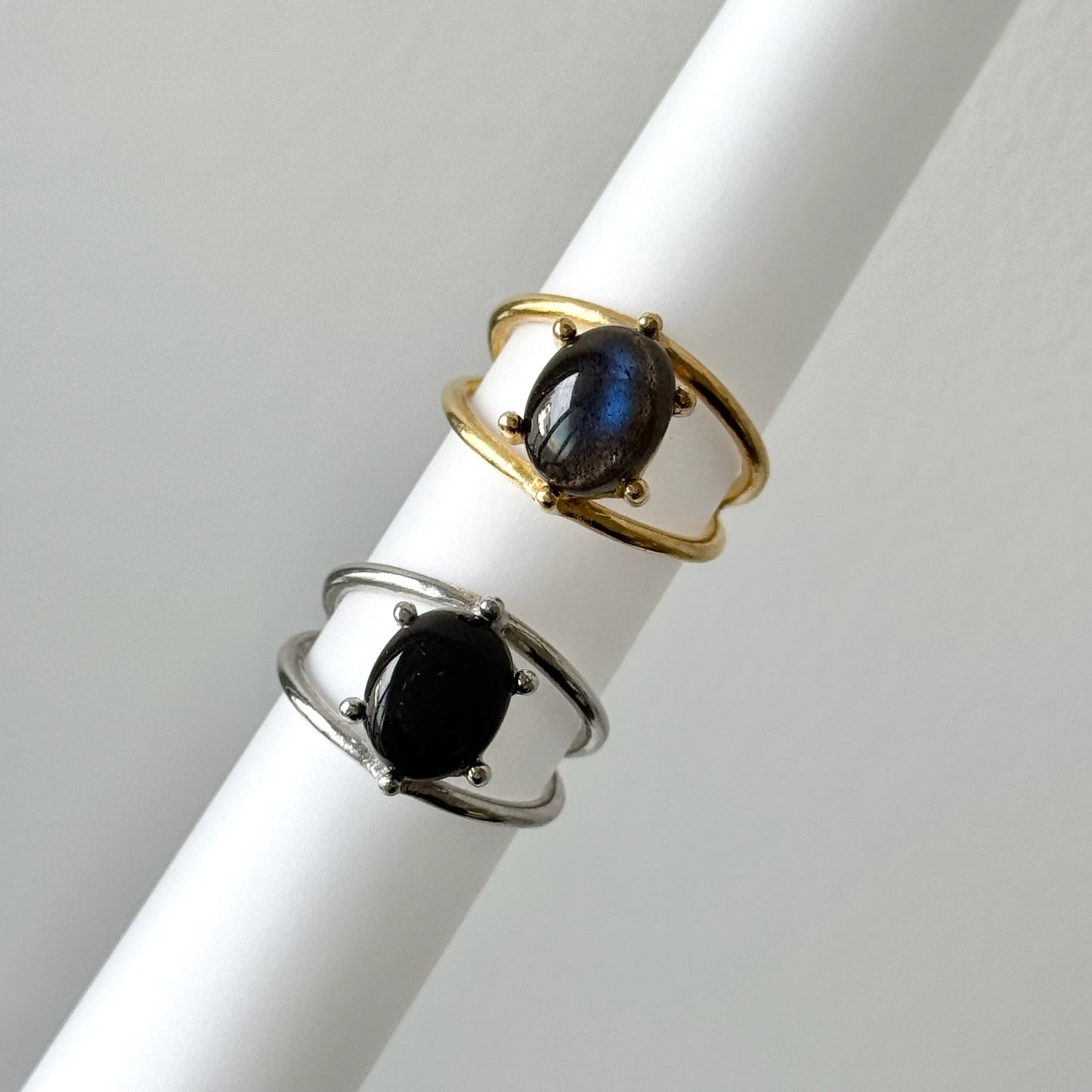 [ black labradorite ] double gold [ free size ]