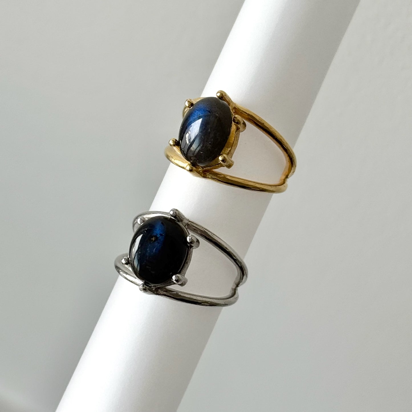 [ black labradorite ] double gold [ free size ]