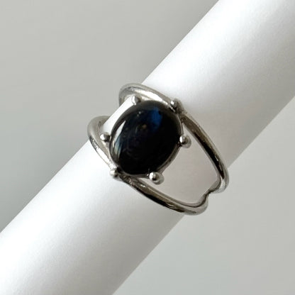 [ black labradorite ] double silver [ free size ]
