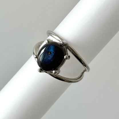 [ black labradorite ] double silver [ free size ]