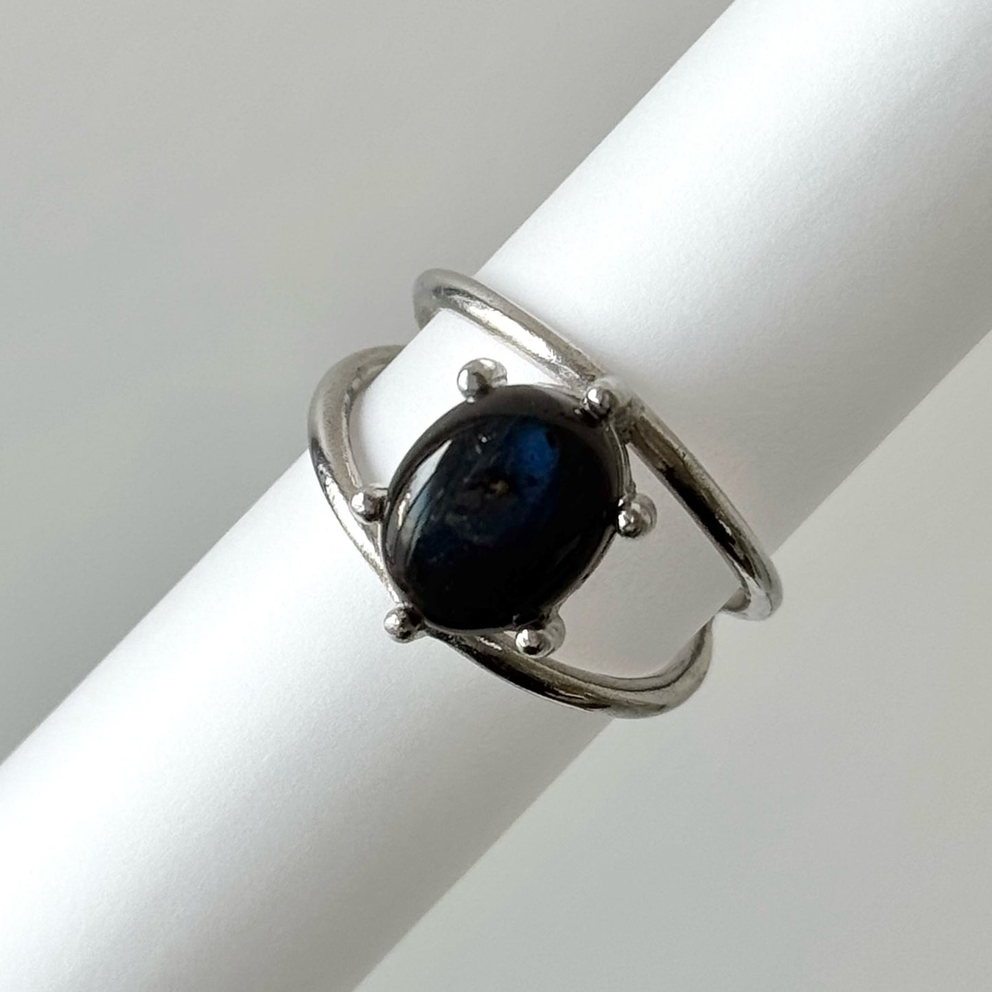 [ black labradorite ] double silver [ free size ]