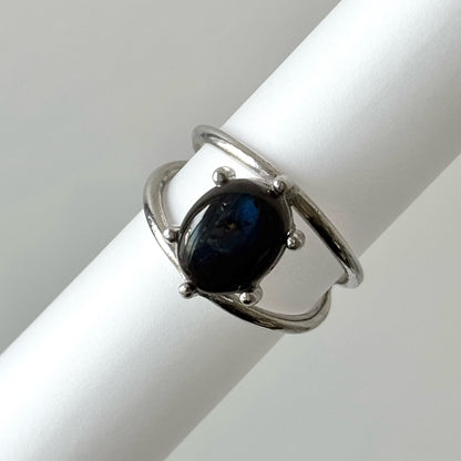 [ black labradorite ] double silver [ free size ]