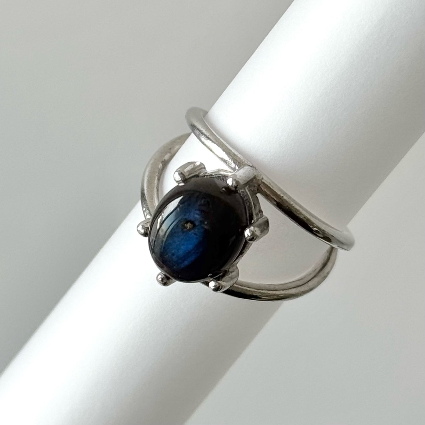 [ black labradorite ] double silver [ free size ]