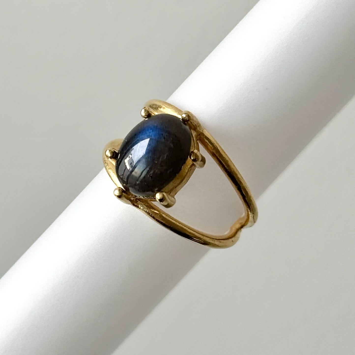 [ black labradorite ] double gold [ free size ]