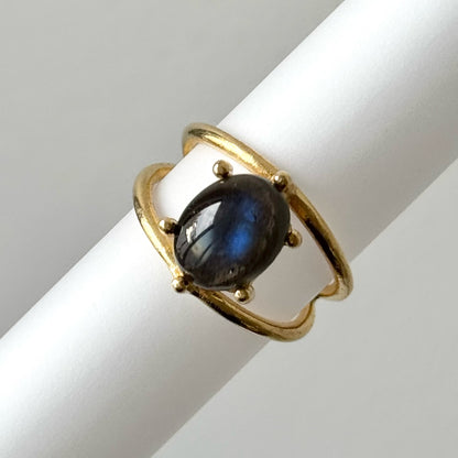 [ black labradorite ] double gold [ free size ]