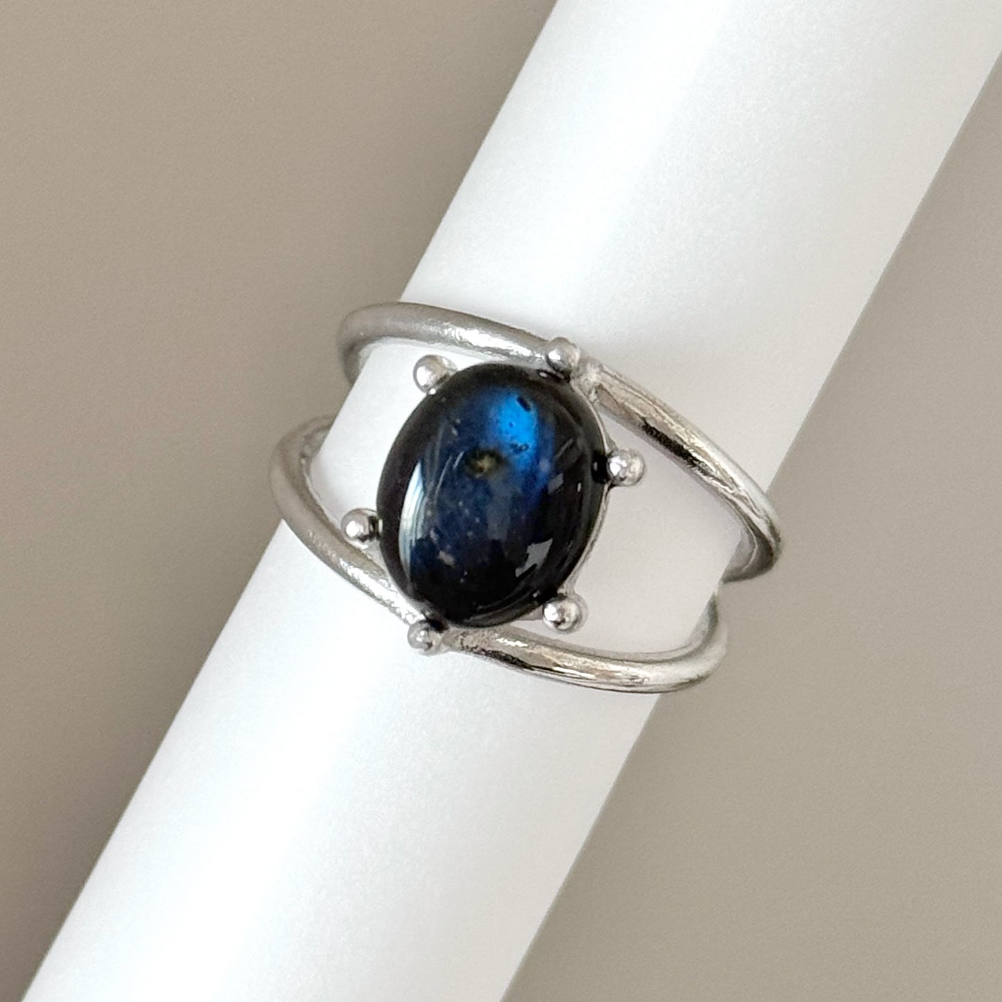 [ black labradorite ] double silver [ free size ]