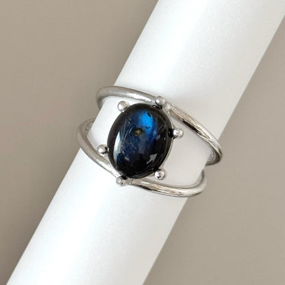 [ black labradorite ] double silver [ free size ]